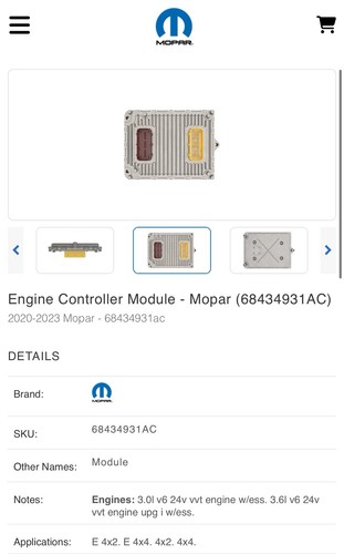 NEW Genuine Mopar 68434931AC Engine Control Module Jeep Dodge RAM Chrysler - Picture 2 of 3