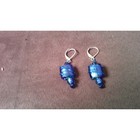 Blue Glass Beads Dangle Earrings Matching Blue Wire Silver Tone Leverbacks — photo 9