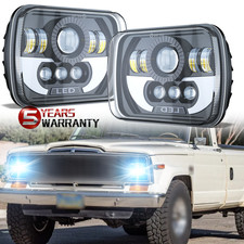 DOT Pair 5x7" 7x6 inch Led Headlight Hi/Lo Beam Fit Jeep J10 J20 Pickup 1974-88