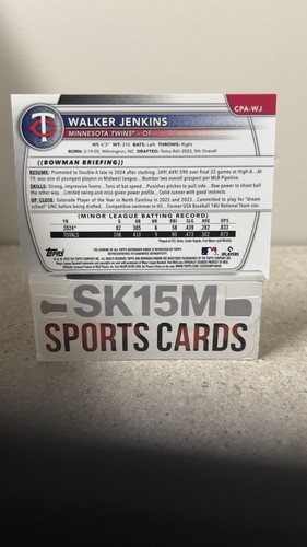 2025 Bowman Baseball - Walker Jenkins #CPA-WJ Gold Refractor Auto /50 Twins - Picture 2 of 2