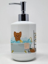 Longhaired Red Chihuahua Ceramic Soap Dispenser Hand Soap Dispenser Pump
