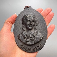 Vintage Collectible Wall Hanging Cast Iron Relief Panno Picture Plaque Charlotte