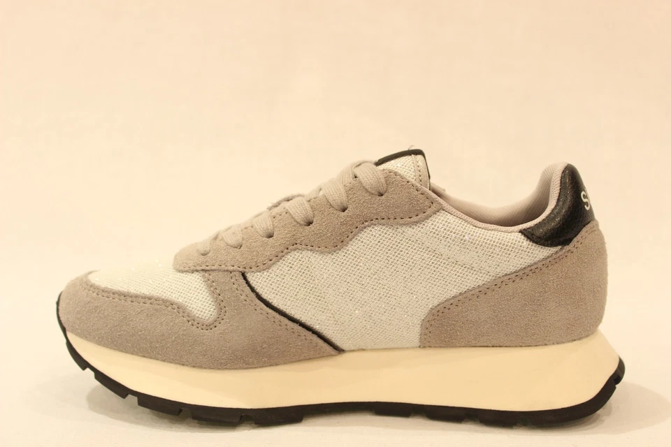 SUN68 Z45204 ALLY GLITTER TEXTILE ginnastica donna in pelle e tessuto argento 44 - Immagine 2 di 4