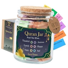 92 Quran Verse Jar - Islamic Decor & Gift Set, Small Quran Verses for Eid, 