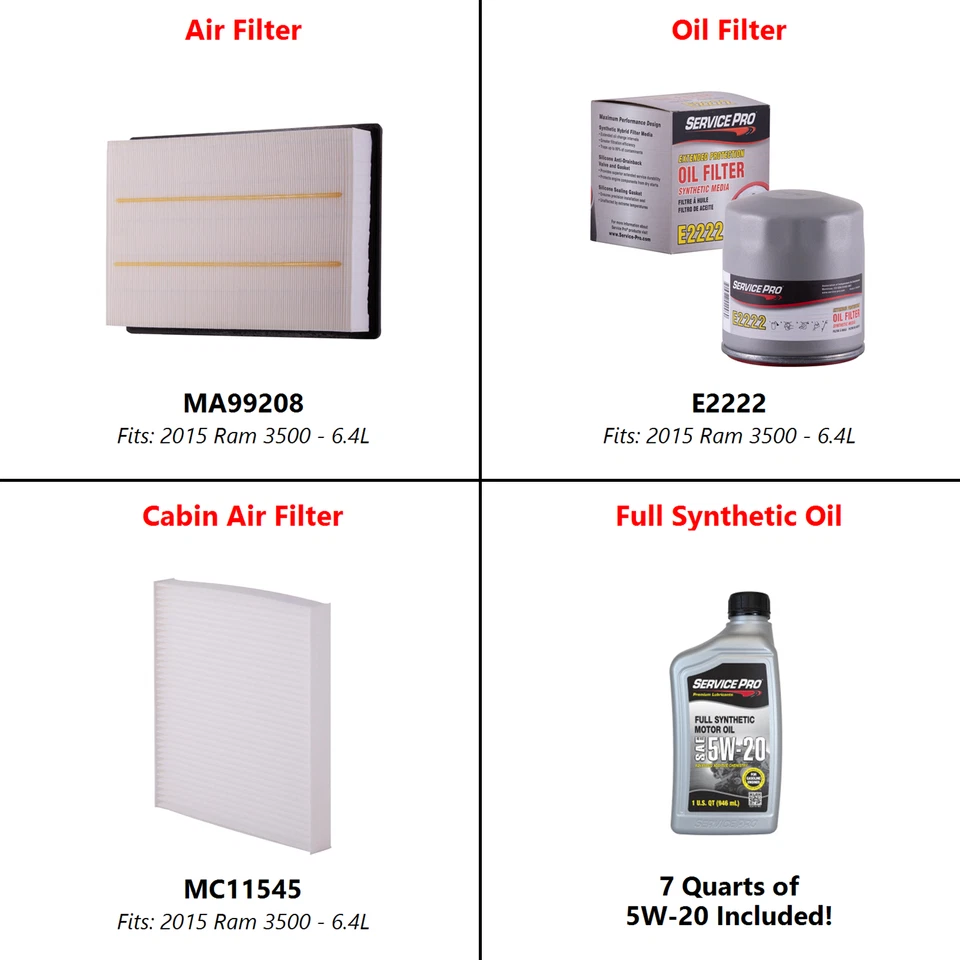 2015 Ram 3500 6.4L Complete Air, Oil & Cabin Filter Kit (5W-20) - Imagem 2 de 4