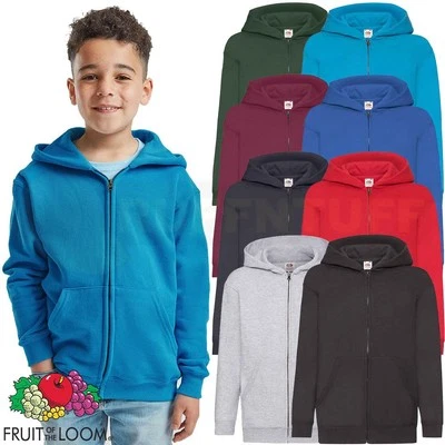 Fruit of the Loom Kinder Full Zip Hoodie Jacke uni Jungen Mädchen Kapuzenpullover