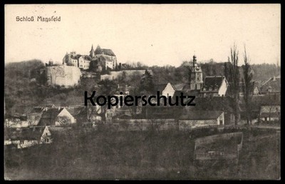 OLD POSTCARD CASTLE MANSFELD PANORAMA 1926 SOUTH RESIN HARZ castle chateau Ansich