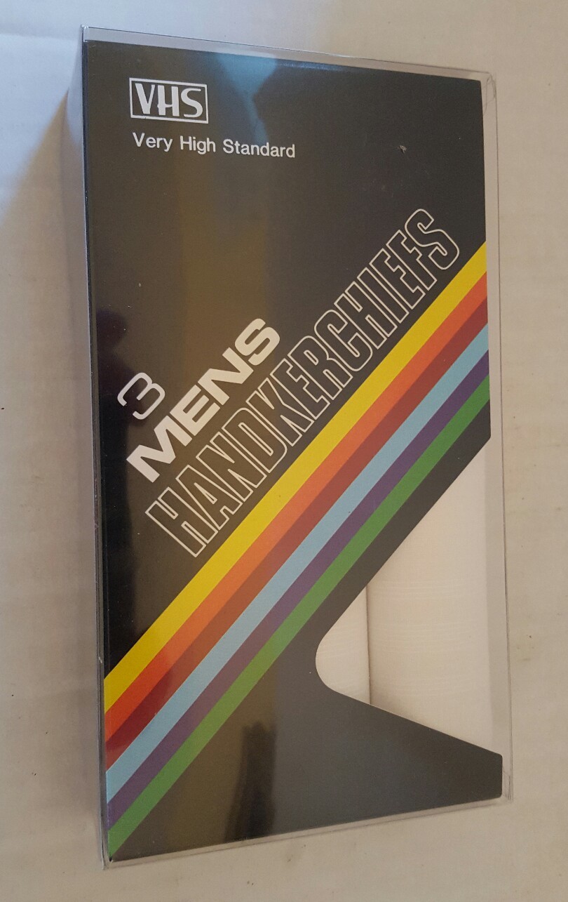 Vintage Men's Handkerchief VHS Novelty 3 pack USA New… Gem