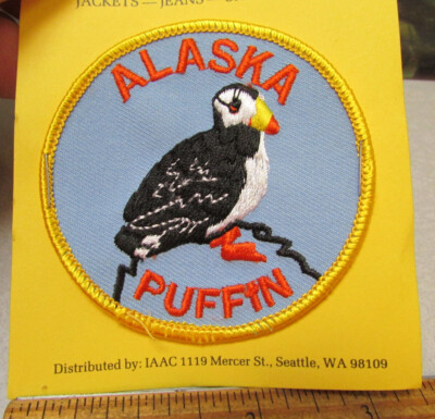 Alaska Puffin sea bird sew on style colorful embroidered patch 3 inch