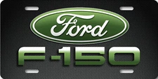 Ford Art F150 Army Green on Carbon fiber look Aluminum License Plate Tag Truck