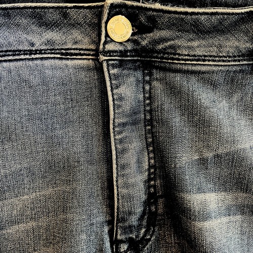 Pantalones de mezclilla Diane Gilman talla grande talla 24 lavado medio elástico rectos usados en excelente estado - Imagen 4 de 13