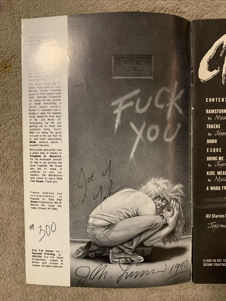 CRY FOR DAWN NO1, 1990 2-й выпуск, подписанный и пронумерованный обоими J. Linsner & J. Monks - Изображение 2 из 4