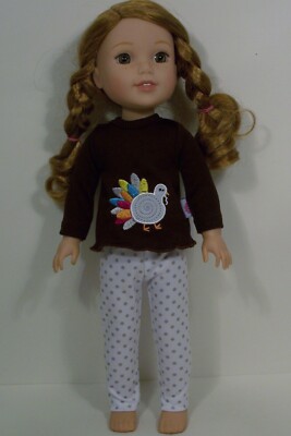 Thanksgiving Turkey SHIRT PolkaDot PANTS Doll Clothes For 14 Wellie Wisher (Debs