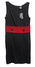 Ann Taylor Womens Dress Size 6 Black Red Sleeveless Minimalist Carrier New
