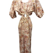 ASOS Pink & White Floral Backless Spring Cutout Festival Party Midi Dress- US 2