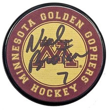 Neal Broten Autographed Minnesota Golden Gophers #7 Logo Puck Beckett Signed