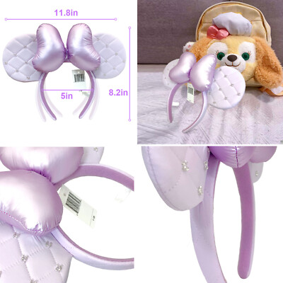 Disney Headband Minnie Ear Shiny Purple Padded Bow Quilted  display picture 3