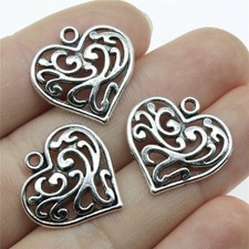 Free Ship 200 Pcs Tibet Silver Heart Charms Pendant 21x21MM B13902