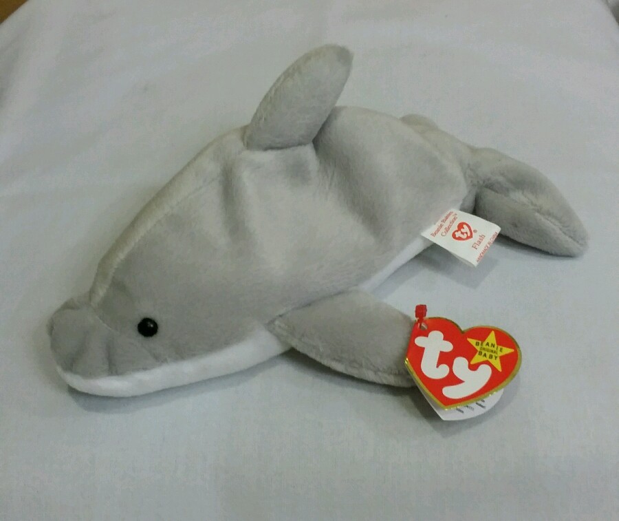 Ty Beanie Baby FLASH the Dolphin #4021 w/Errors 1993 PVC Retired