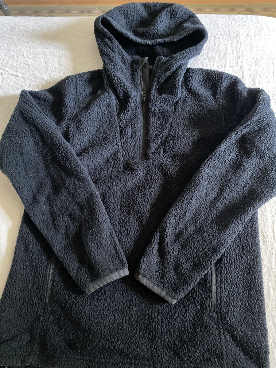 KUHL SWEATSHIRT BLACK FLEECE QUARTER ZIP SMALL HOOD POCKETS