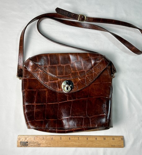 Vintage LINEA PELLE Faux Alligator Skin Cross Body Purse - Made in Italy - Picture 9 of 9
