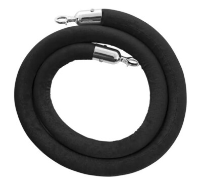 US Weight - U2140BLK6 Premier Chrome Post and Black Velvet Rope Crowd Control...