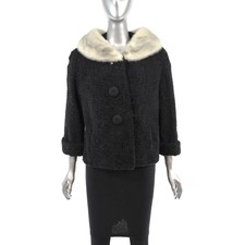 Lamb Jacket With Mink Collar- Size M