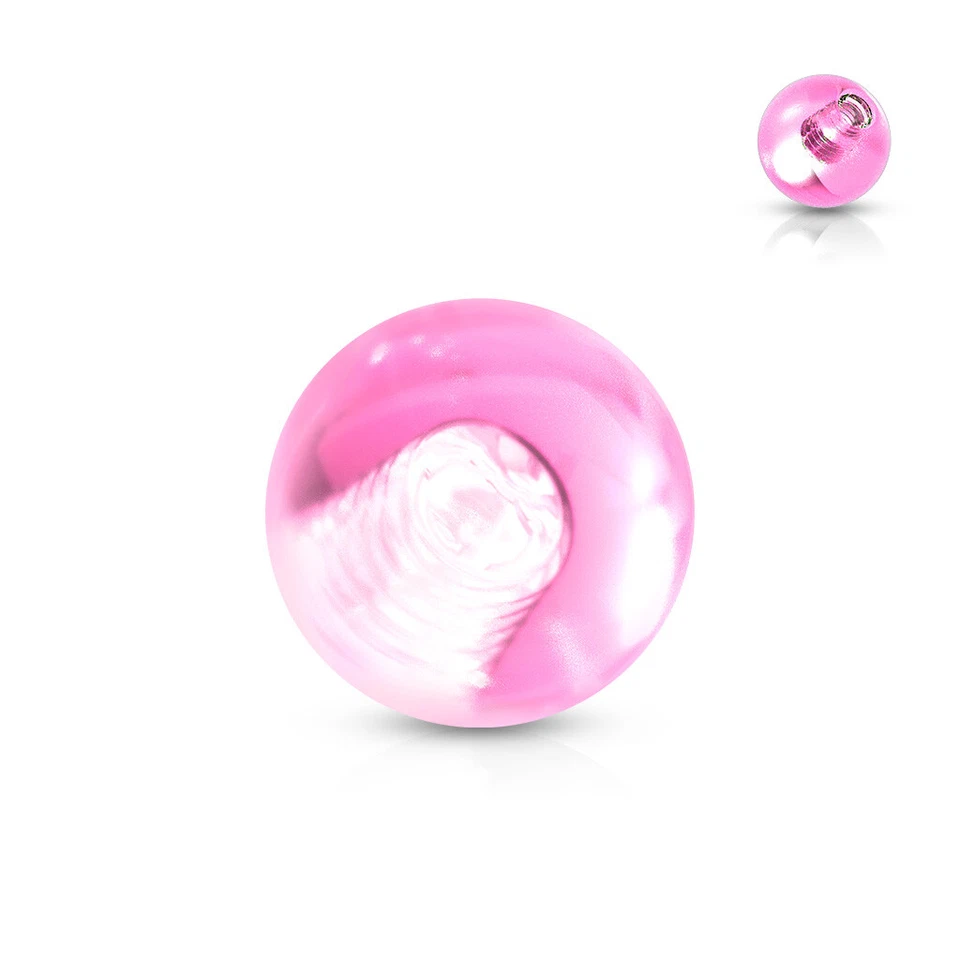 Glow In The Dark Ball Curved Barbell Snake Eye Tongue Piercing 16G 9/16" - Image 2 of 4