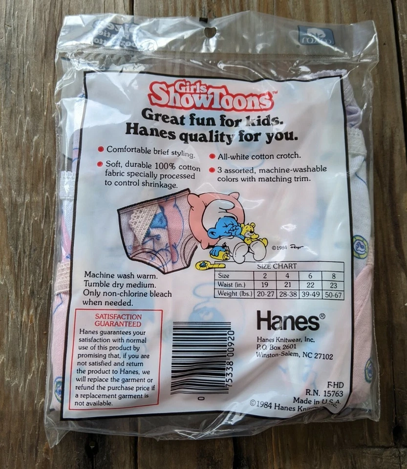 Talla 2 Hanes Niñas ShowToons Bebé Pitufo Ropa Interior Calzoncillos De Colección 1984 Foto 4 de 4