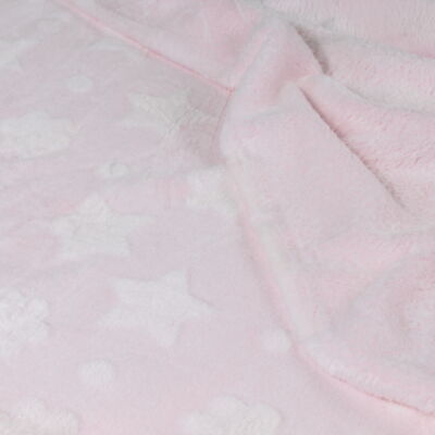 Stoff Meterware Sterne Wolken Rosa Fleece Decken Plaids Kinder