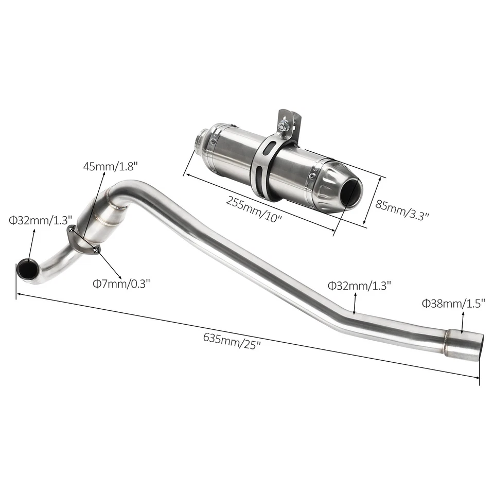 38mm Exhaust Pipe Muffler For Dirt Pit Bike CRF70 XR70 Apollo RFZ 140cc 150cc - Image 2 of 4