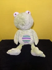Animal Adventure Plush Green Frog Stripe Knit Belly 21" Stuffed Pet Lovey 2014