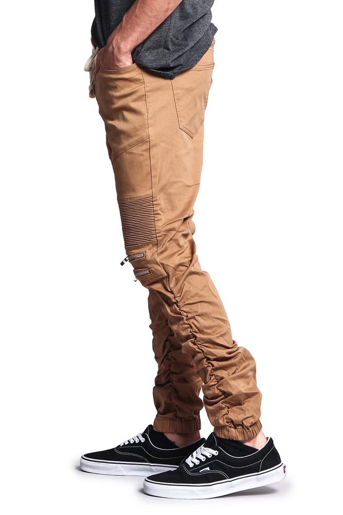 Victorious Men's Zipper Knee Scrunch Stacked Biker Twill Victorious Men's Zipper Knee Scrunch Stacked Biker Twill