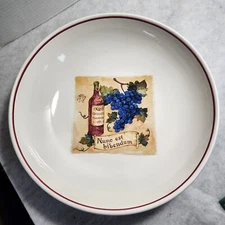 XL Large Ceramic Family Style Pasta Serving Bowl Chianti Grapes Portugal 13X3.5