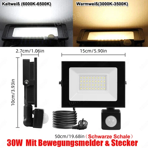 LED Fluter Stecker Außen Strahler Arbeitsleuchte Baustrahler Scheinwerfer Garten - Bild 156 von 251