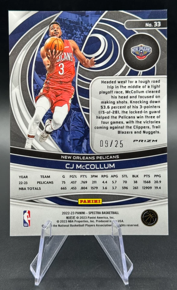 2022-23 CJ McCollum /25 Panini Spectra Meta Mojo Prizm #33 | Pelicans - Image 2 of 3