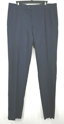 The Savile Row Company Mens Navy Addison Pants Side Stripe Stretch 36 X 42