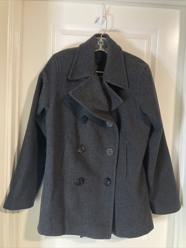 Black Wool Peacoat Pea Coat Jacket 