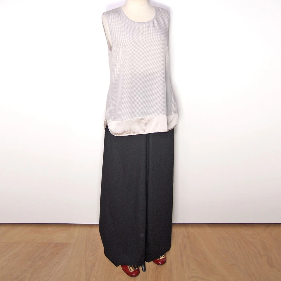 Nice Connection Seide Bluse Tank Top Grau Gepunktet Satin Größe M 38 Eu - Bild 2 von 4