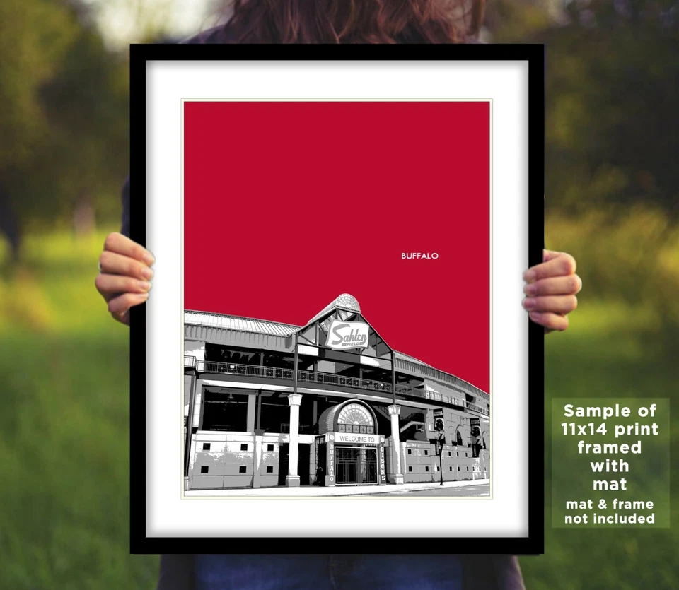 Fotografía de campo Sahlen de bisontes de búfalo impresión STADIUM SKYLINE 8x10 11x14 16x20 Foto 3 de 4