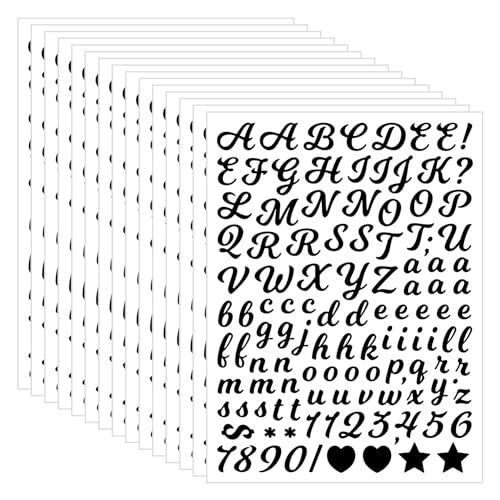 3040Pcs 20 Sheets Small Letter Number Stickers, 1/2inch Black (Writing Style) - Picture 1 of 5