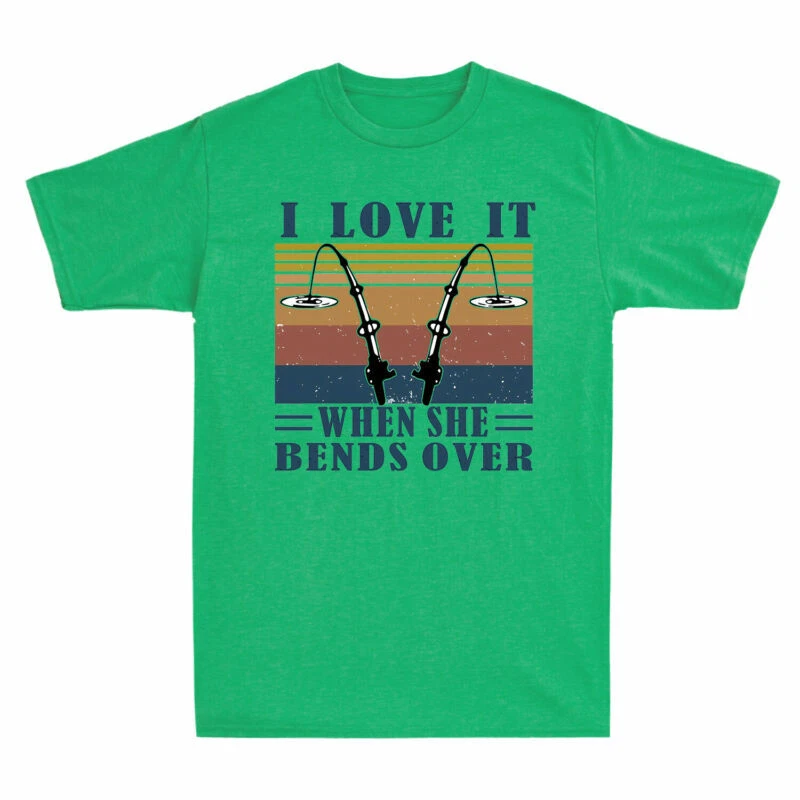 When Men's Fishing Bends She Love T-Shirt Green It I Funny T-Shirt Over Vintage
Opens in a new windo