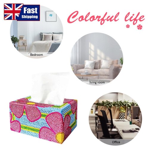  Rhinestone Drawing Handmade Art Tissue Box Case Craft for Home Office
