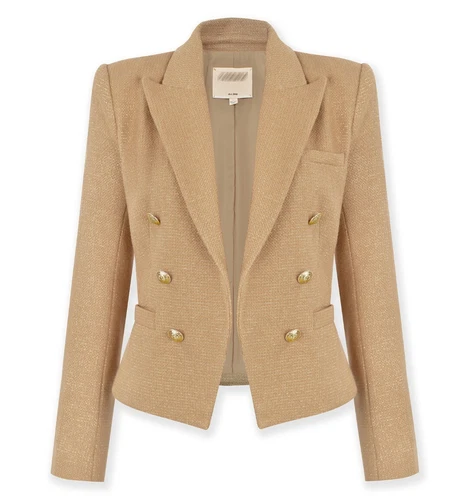 Mujeres AUTÉNTICO L'AGENCE Brooke Frente Abierto Blazer Abrigo Chaqueta Latte/Dorado - Imagen 6 de 14