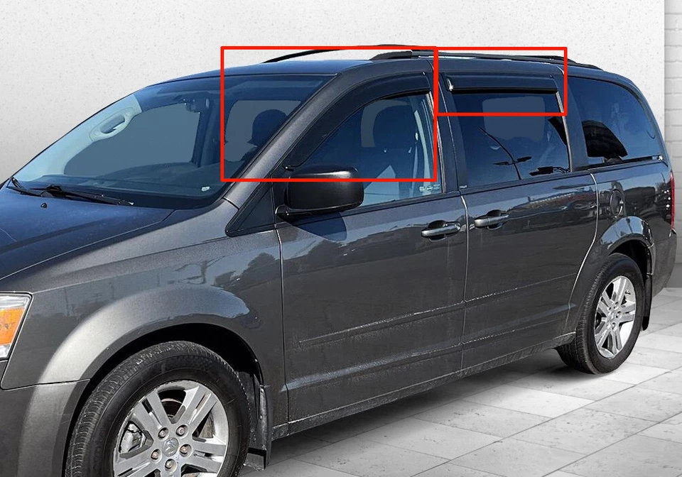 Fit 2008-2018 Dodge Grand Caravan Window Visors Sun Vent Rain Guard Shade Smoked Foto 2 de 4