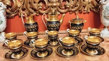 Antique French Empire Old Paris Tea Set Cobalt & Gold by Perche Ca. 1820s