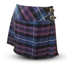 Ladies Girls Pride Of Scotland Tartan Billie Kilt Skirt Leather Straps 14" Drop