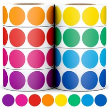 8 Rolls 3/4" Colored Dot Stickers Circle Color Coding Labels, Colorful Round ...