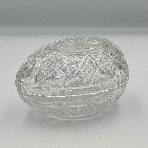 Crystal Egg Trinket Box Clear Cut Glass Decorative Container Stash Jewelry - Picture 2 of 8