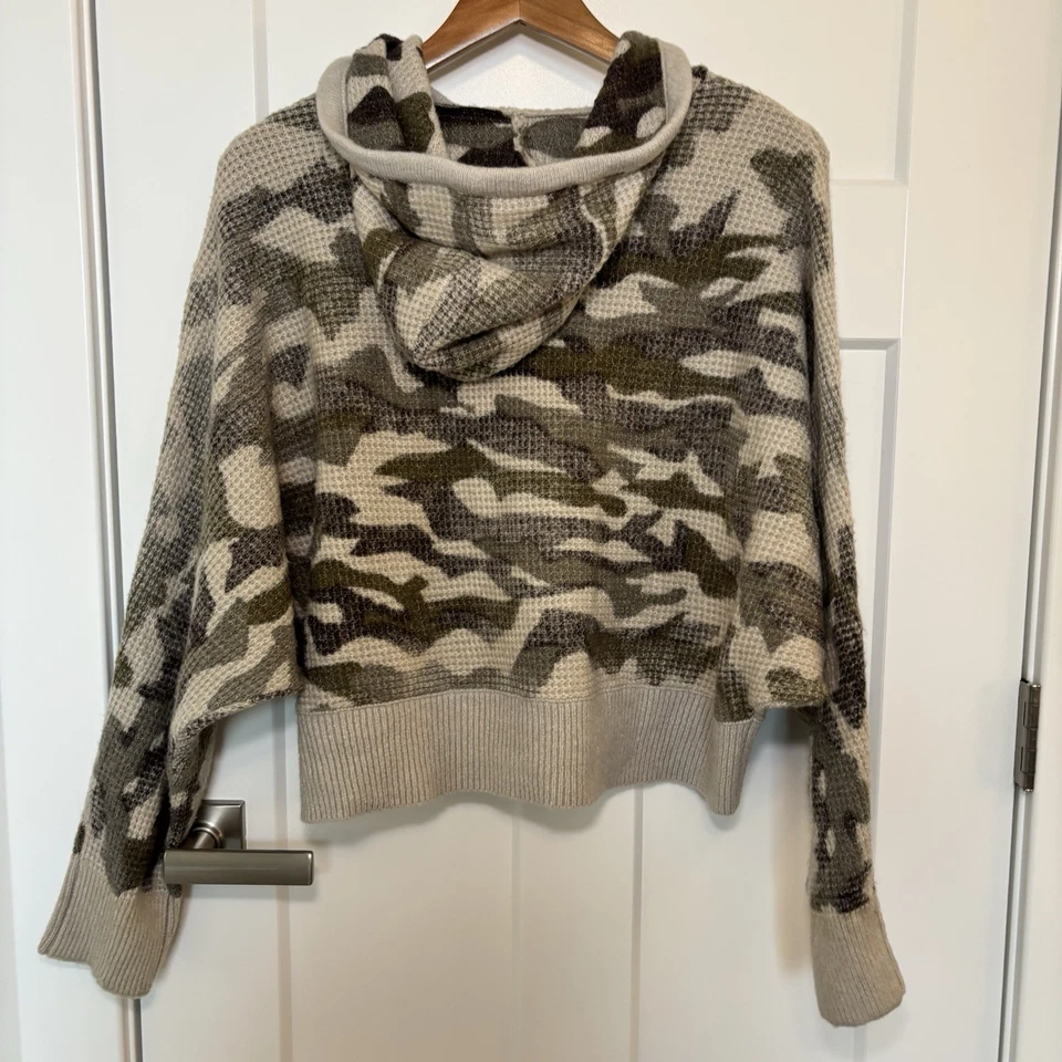 Suéter con Capucha Para Mujer Vintage Tejido Habana Camuflado Verde Y Tostado Talla S 0292 Foto 4 de 4